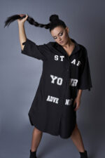 Дълга риза рокля veteida black-417