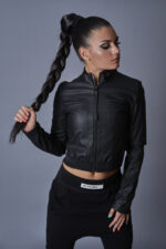 Дамско късо кожено яке-162