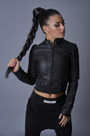 Дамско късо кожено яке-162