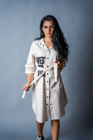 Дамска рокля-риза veteida collection beige–515