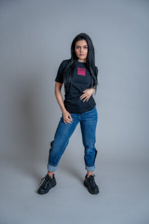 Дамска тениска veteida black&pink-562