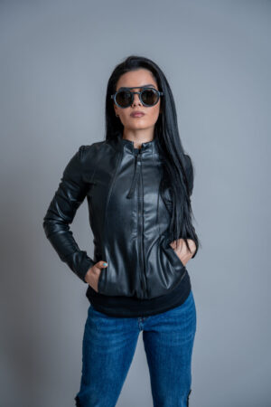 Дамско кожено яке veteida black-399