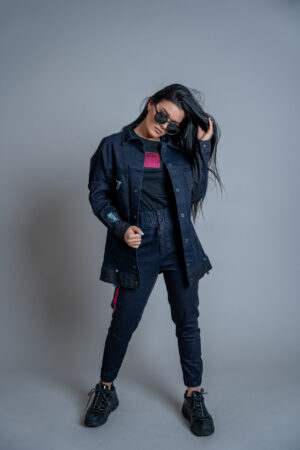 Дънково дамско яке veteida pink-560