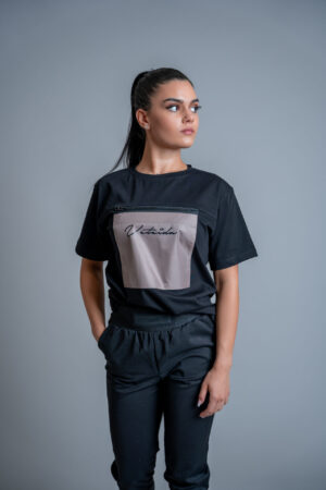 Дамска тениска veteida black and beige-569