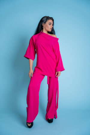 Стилен дамски комплект в цвят циклама-578