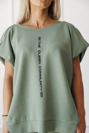 Дамска дизайнерска тениска the queen green-д39