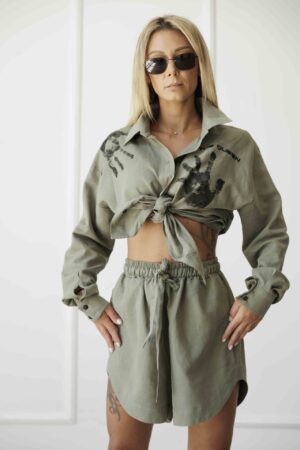 Дамска риза от лен the queen green-д30