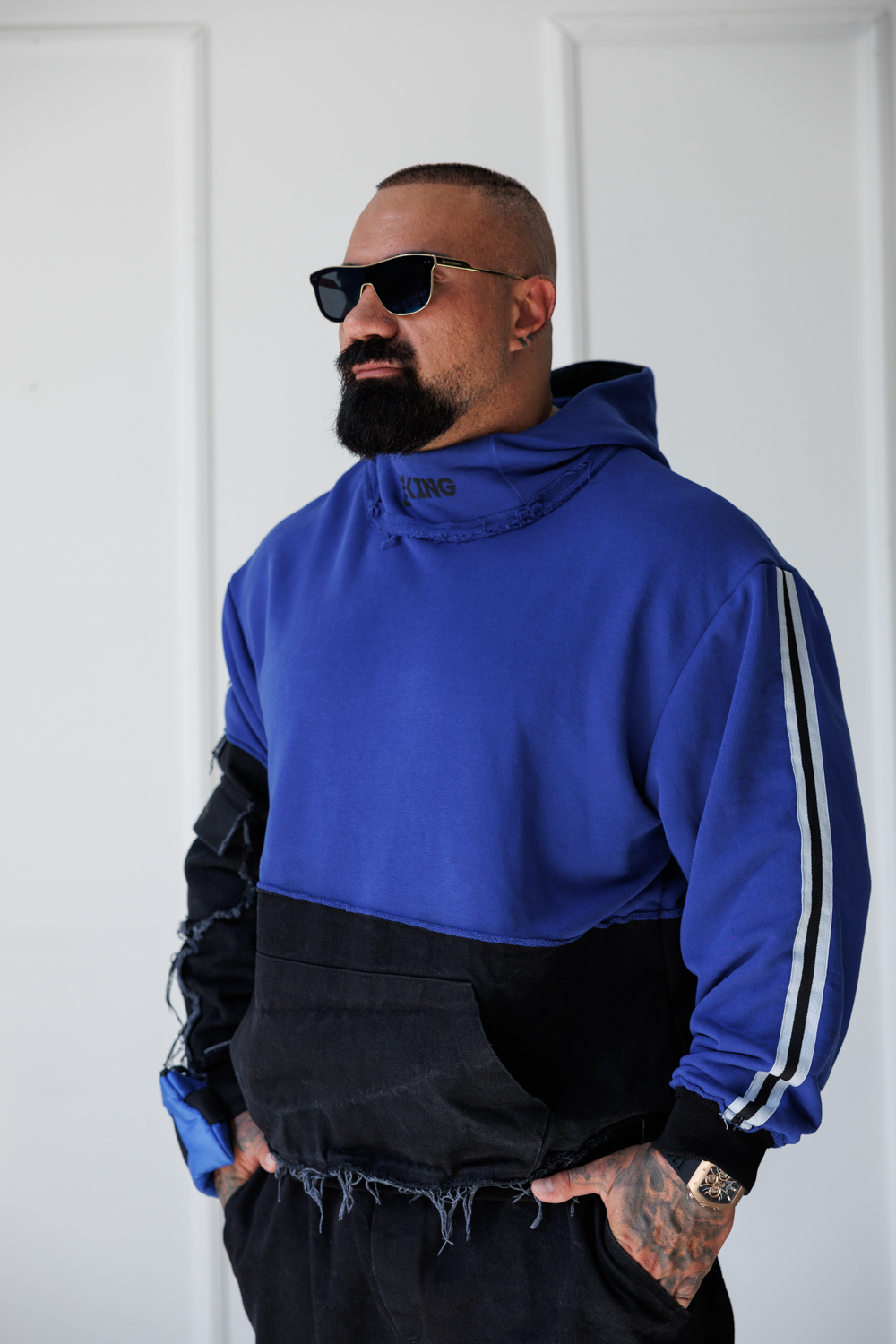 Мъжки дизайнерски суитшърт the king blue-м62