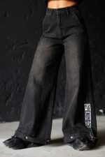 Дамски дънки с широк крачол-veteida green77