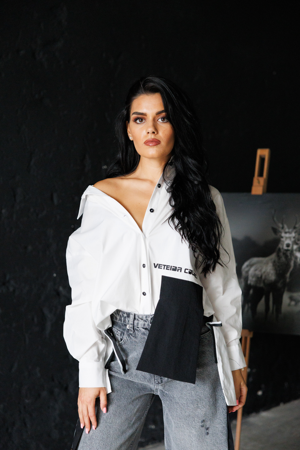 Дамска дизайнерска риза veteida white-