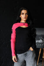 Дамска блуза с ефектно изрязване veteidа pink-602