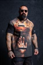 Мъжка дизайнерска тениска с принт the king-м81-orange