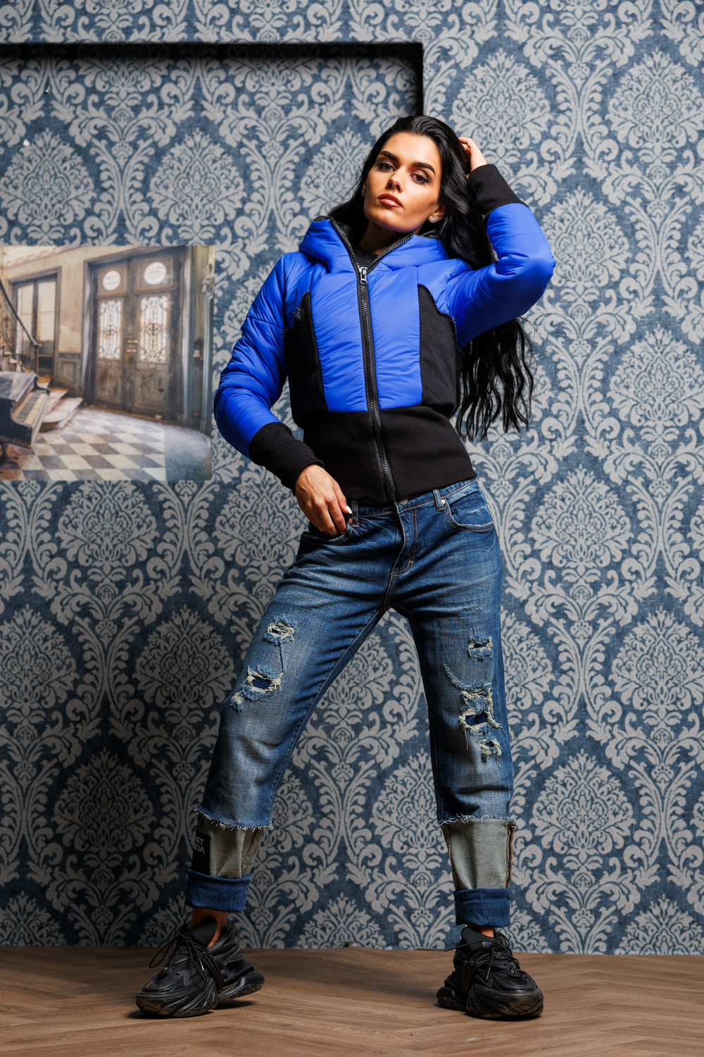 Дамско топло яке veteida blue-604