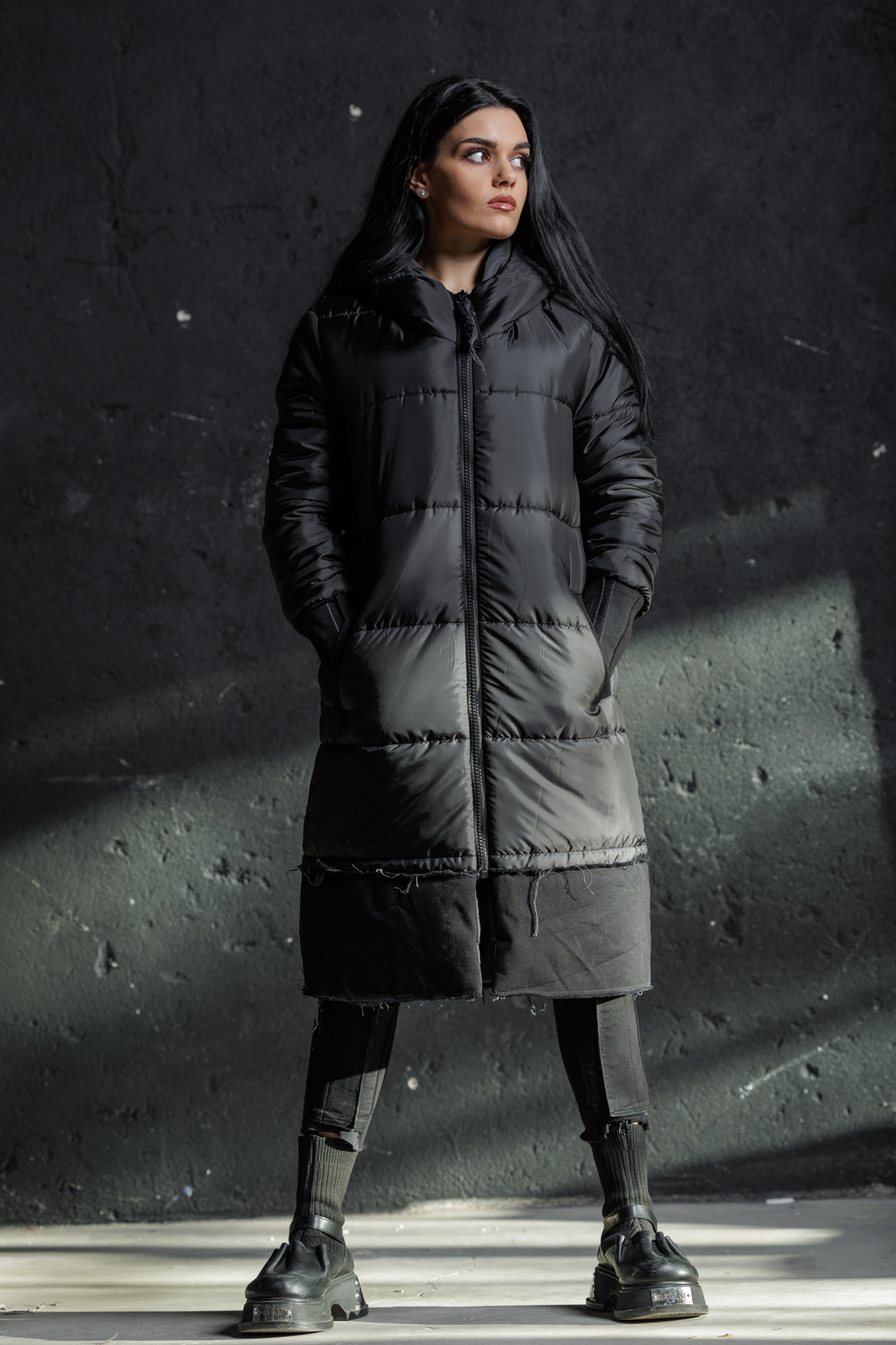 Дамско дълго топло яке black collection-611