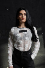 Дамска дантелена блуза rose white-609