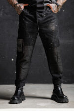 Дизайнерски дънки с пръскан ефект от плътен деним the king-м101