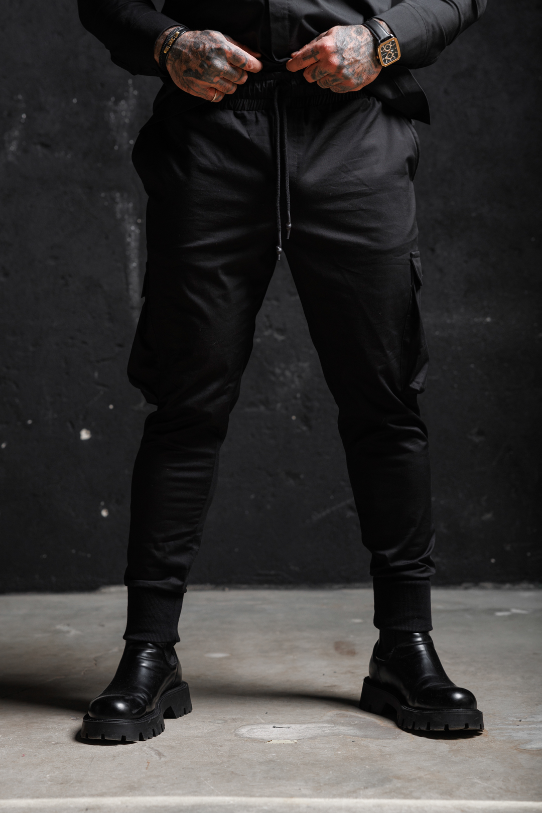 Дизайнерски модерен мъжки панталон the king black-м95