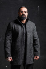 Дизайнерско зимно палто в черен цвят-м99