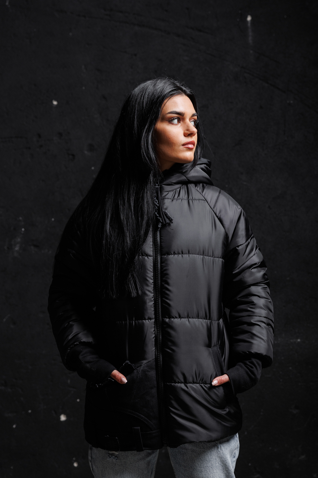 Дамско топло яке veteida black-610