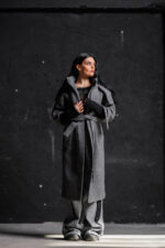 Дамско дълго сиво палто veteida-547