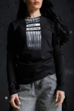 Дамска памучна черна блуза veteida-613