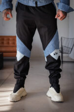 Мъжки дизайнерски панталон с дънков елемент-м106