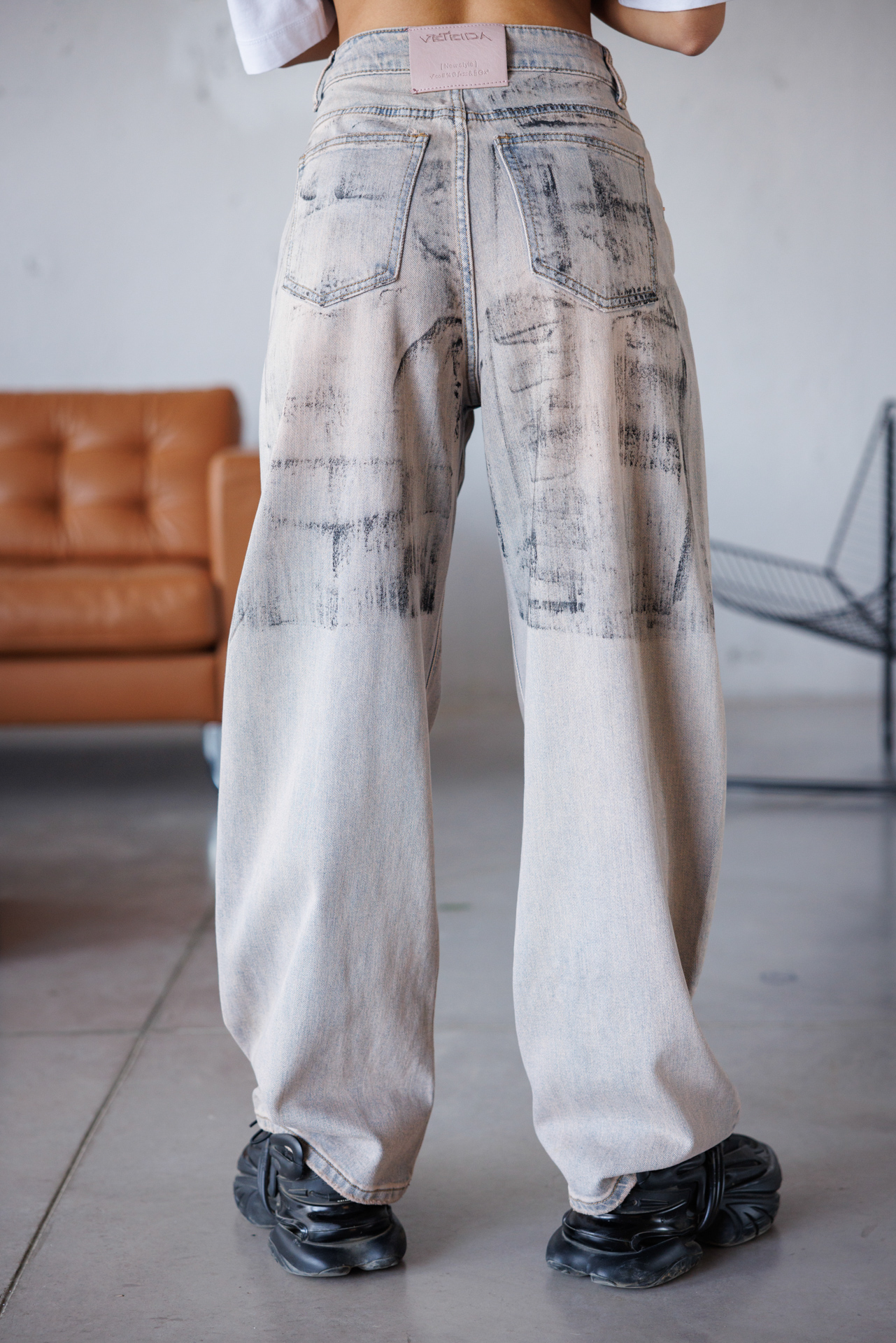 Дамски дънки с широк крачол-pink888 - Image 5