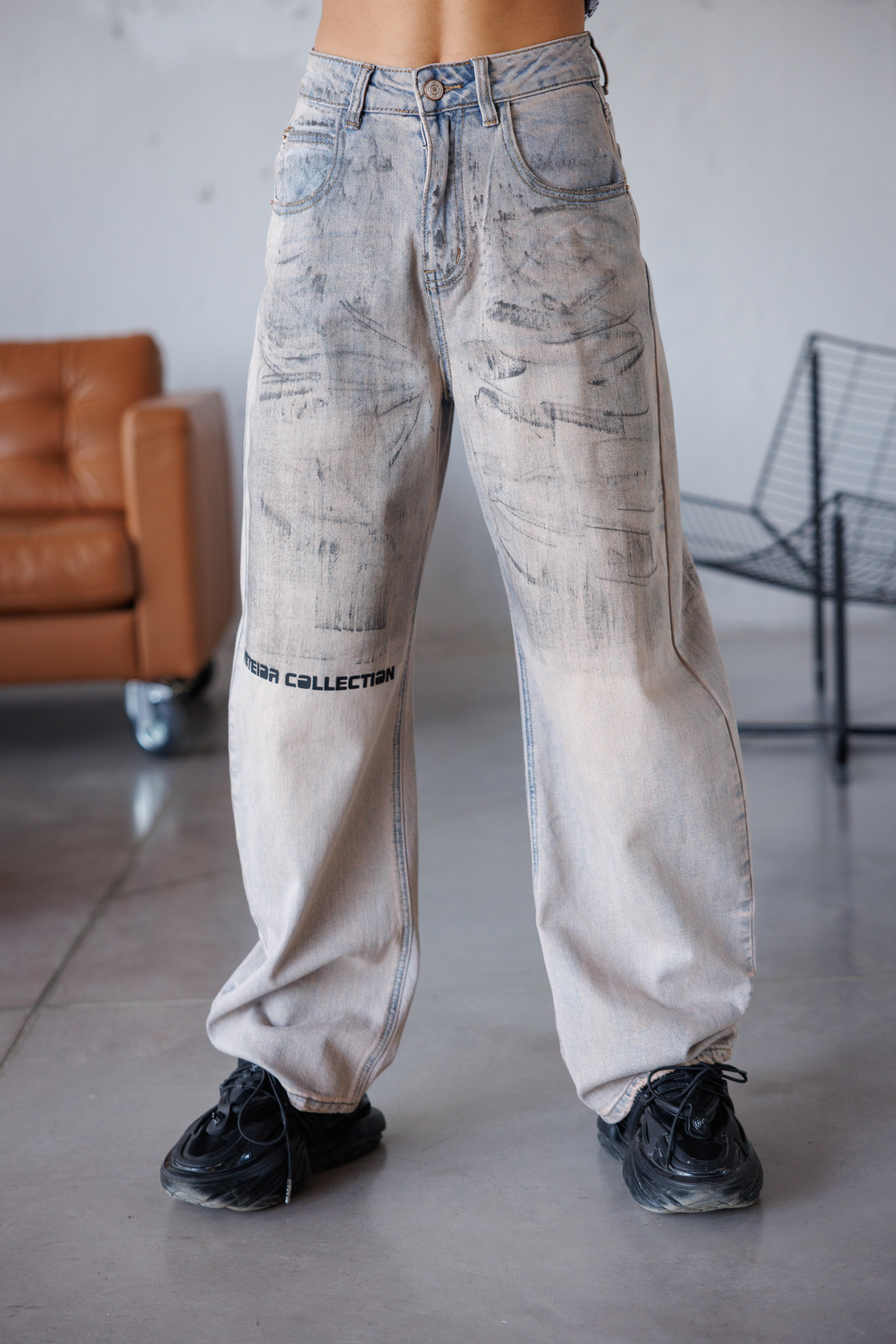 Дамски дънки с широк крачол-pink888