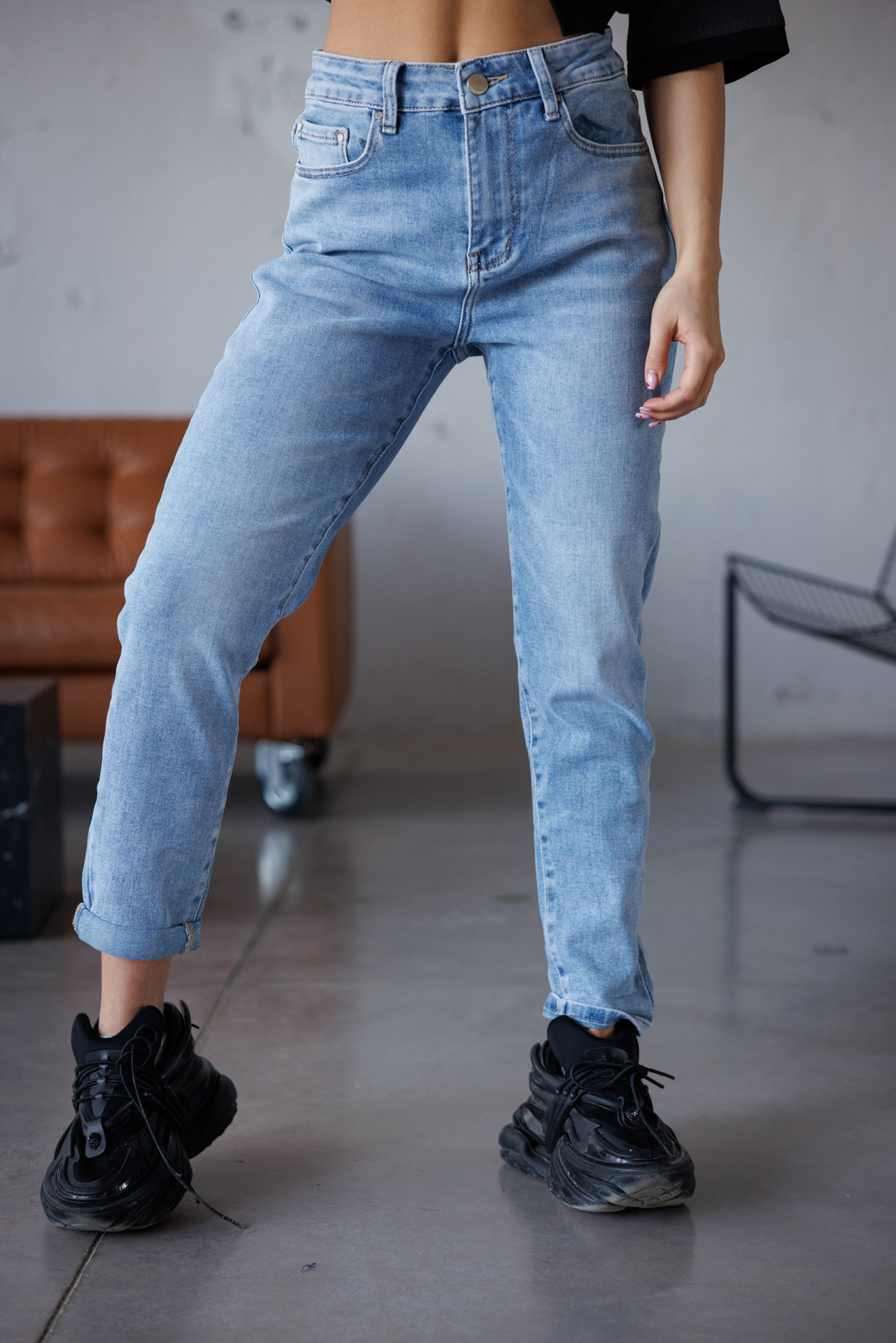 Дамски дънки с модерен дизайн-blue113