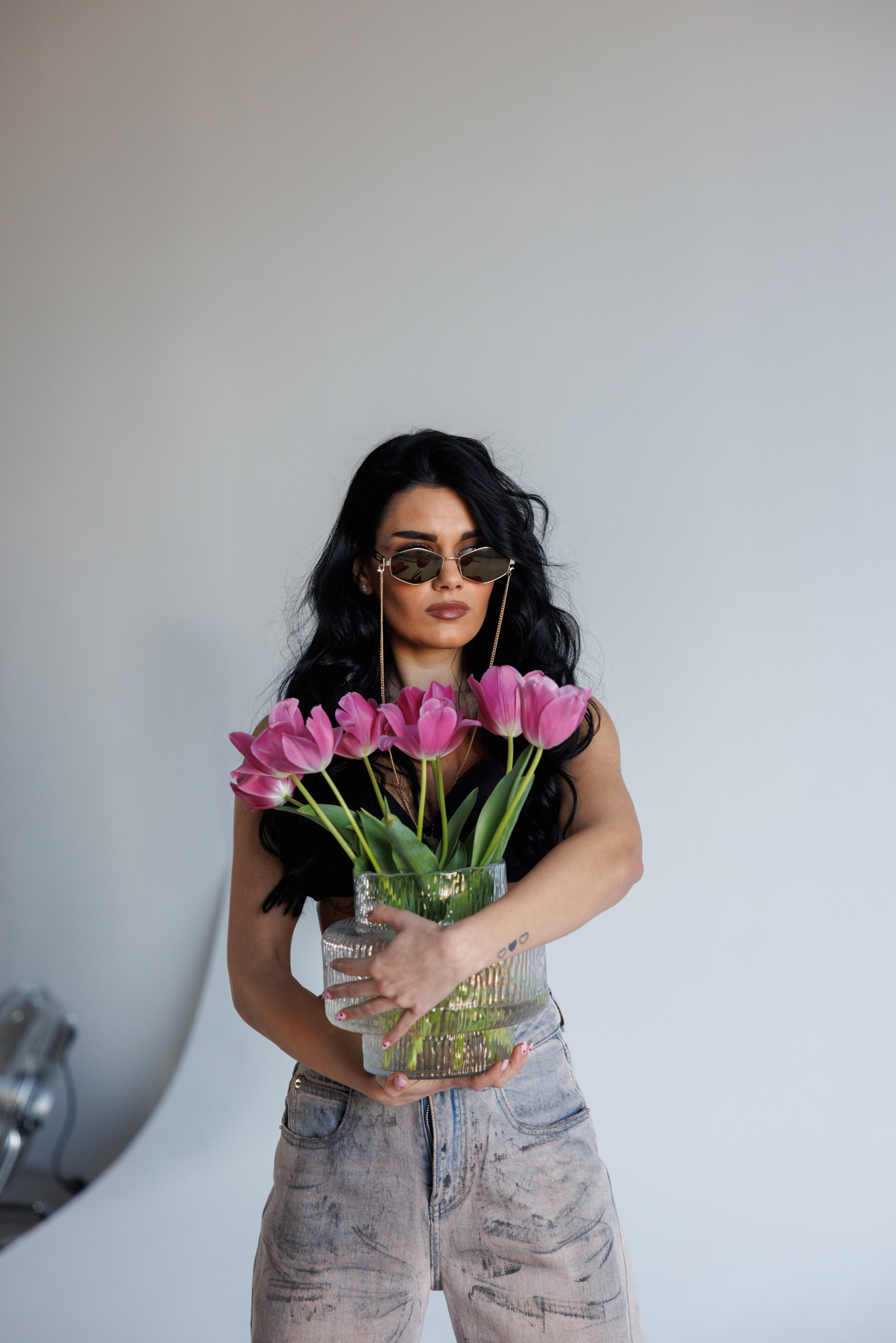 Дамски дънки с широк крачол-pink888 - Image 6