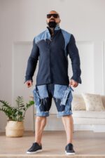 Мъжка ленена риза с деним акценти the king-м115