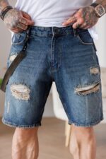 Мъжки дънкови дизайнерски къси панталони the king-dnm25