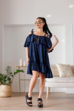 Елегантна дамска рокля от коприна veteida blue-641