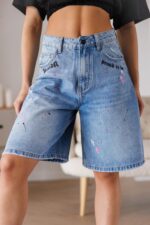 Дамски дънкови бермуди артистичен дизайн-Summer Edition255