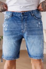 Мъжки къси дънкови панталони с ефектни ципове the king-urban style