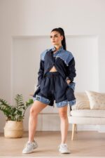 Дамска ленена риза с деним veteida collection-633