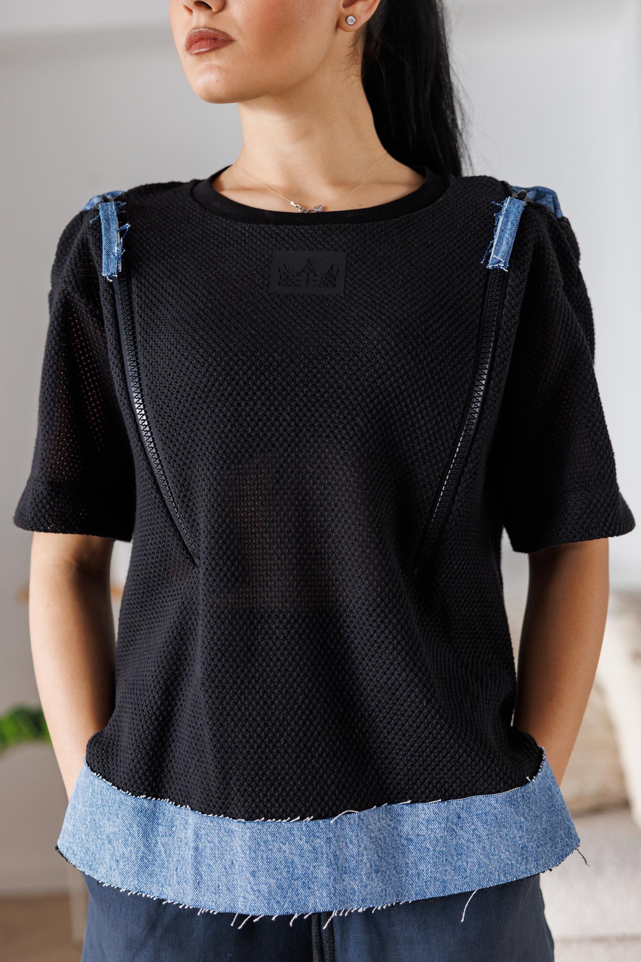Дамска тениска с модерен дизайн veteida black-632 - Image 7