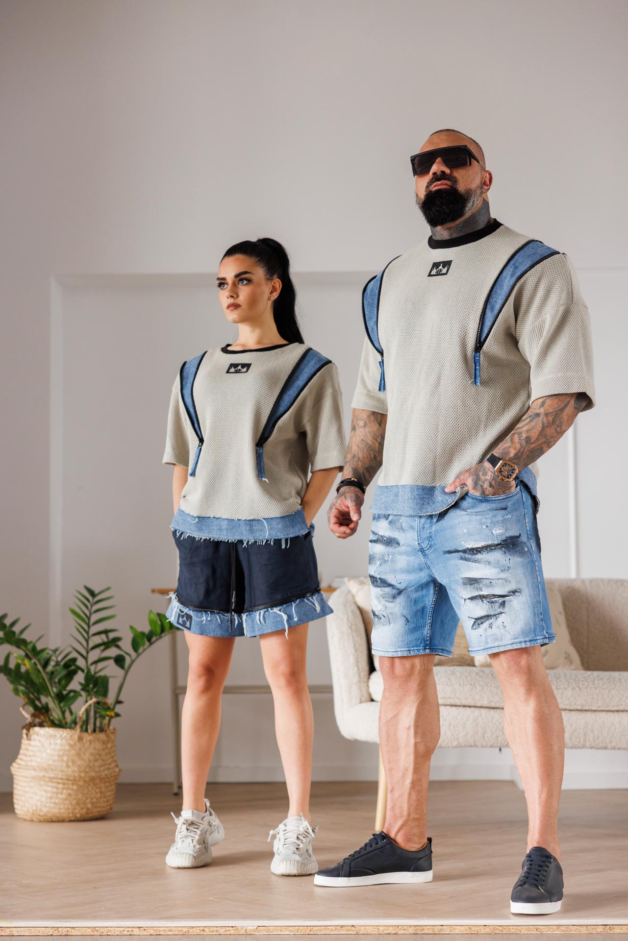 Дамска тениска с модерен дизайн veteida beige-632