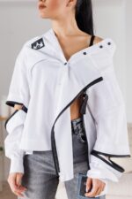 Дамска риза с мобилни ръкави в бял цвят-634