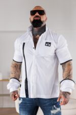 Мъжка дизайнерска риза с мобилни ръкави в бялo the king-м116