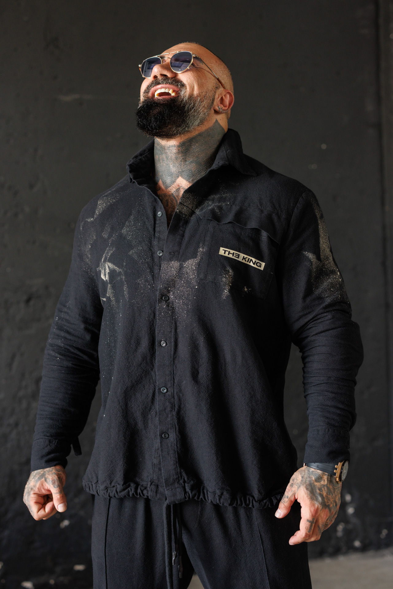 Дизайнерска мъжка ленена риза the king black-м127