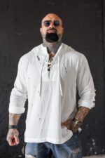 Мъжка риза в бяло с ефектен дизайн the king-м134