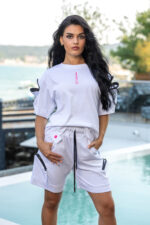 Комплект тениска и къси панталони с ефектни ципове white-661