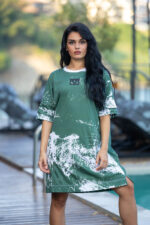 Памучна дамска рокля veteida green-658