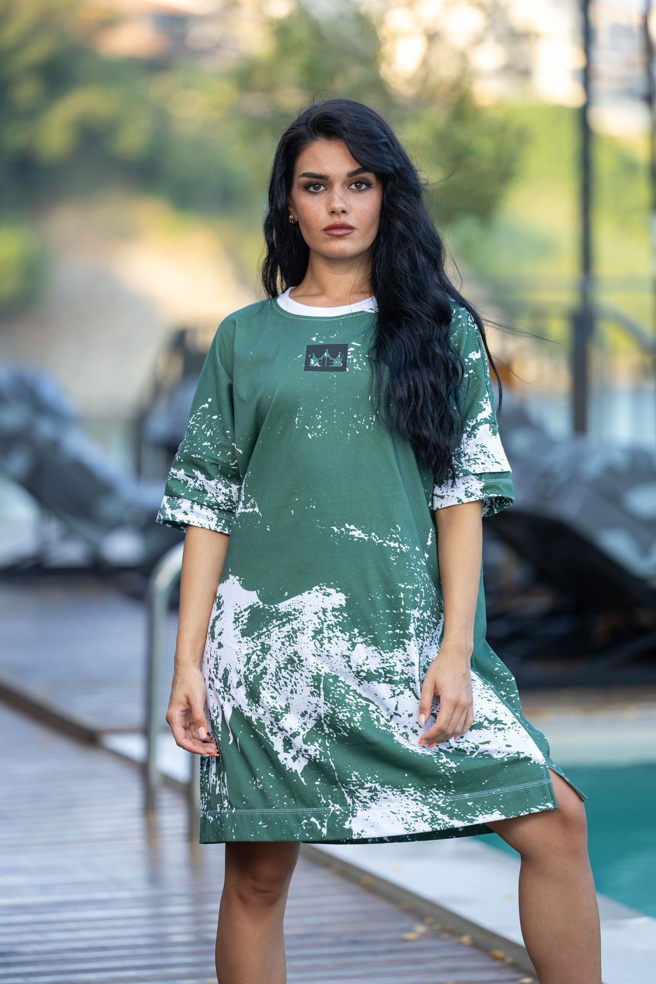 Памучна дамска рокля veteida green-658