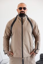 Мъжко яке с ефектни ципове the king beige-м155