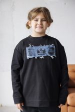 Детска памучна блуза с деним мотив за момиче-К014