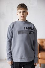 Детска блуза сива памучна блуза krazy-K013