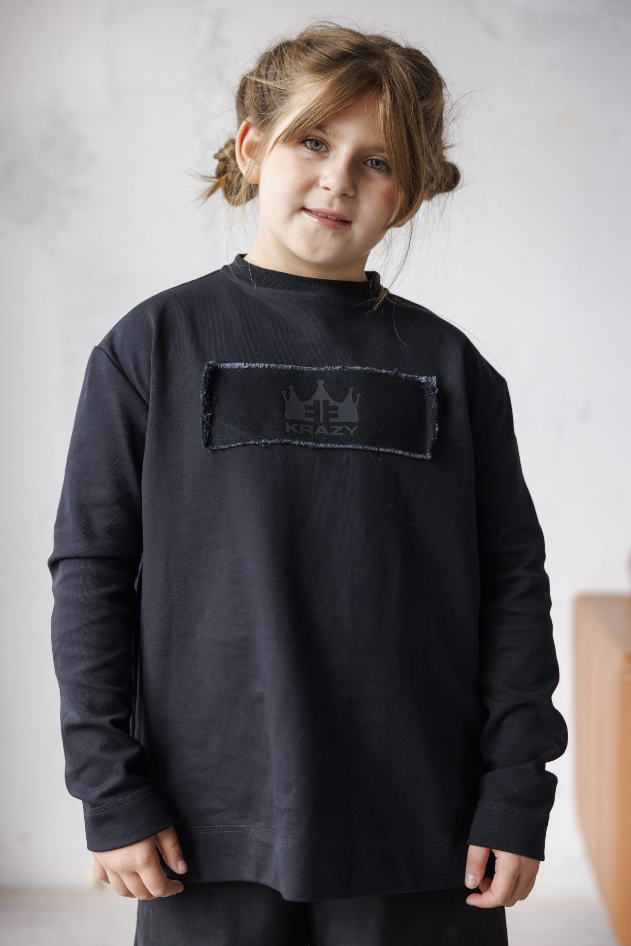 Детска памучна блуза за момиче деним black-К014