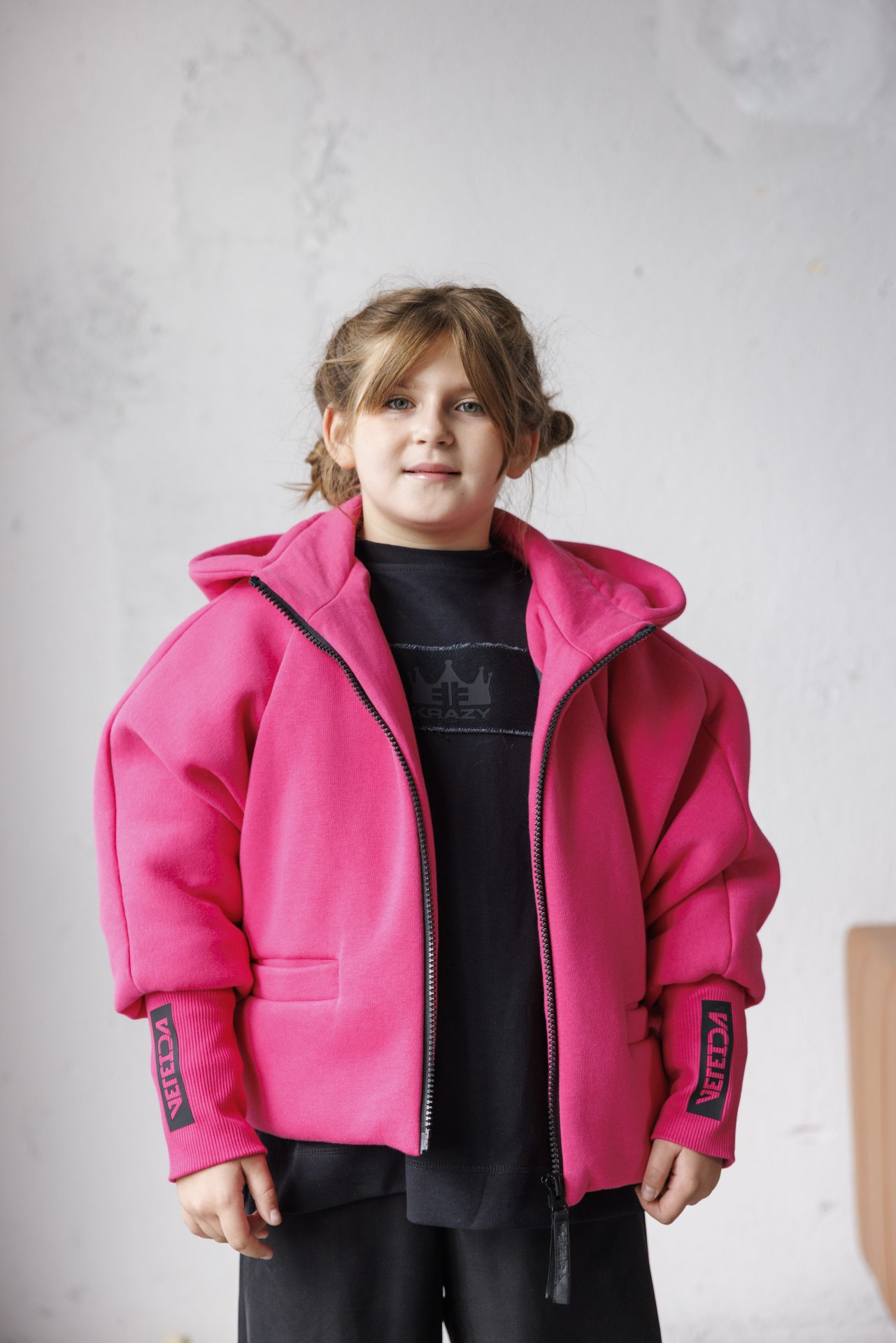 Детско топло яке за момиче в розов цвят-К017